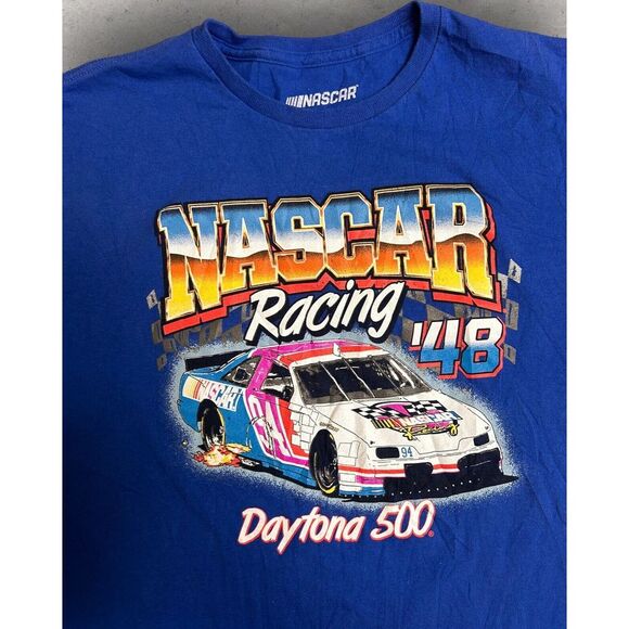 Nascar Racing '48 Daytona 500 Graphic T-Shirt Men's Fits Size Medium‎ Blue - Picture 1 of 6